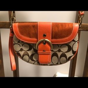 Orange and Brown Clutch possibly authentic Coach brand
